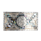 Vintage Aztec/Mayan style Mexican sterling silver/mother of pearl belt buckle
