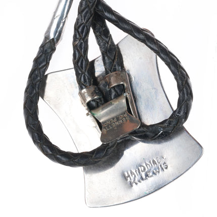 c1970 Vintage K Lewis Navajo sterling silver bolo tie with turquoise