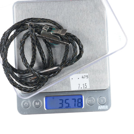 c1970 BCB Navajo hand chiseled sterling silver turquoise shadowbox bolo tie