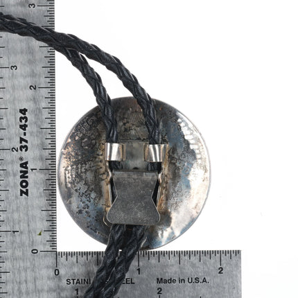 Vintage Clement Honie Hopi Overlay turquoise Kokopelli bolo tie sterling silver