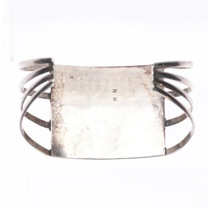 6" Myra Nastacio Zuni sterling silver 3 row needlepoint turquoise cuff bracelet