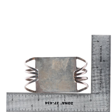 6" Myra Nastacio Zuni sterling silver 3 row needlepoint turquoise cuff bracelet