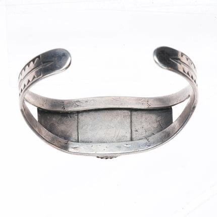 6.1" 1930's Navajo arrow stamped sterling silver cuff bracelet w/nice turquoise