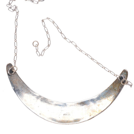 20" Vintage Navajo Overlay bar necklace sterling silver geometric