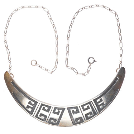 20" Vintage Navajo Overlay bar necklace sterling silver geometric