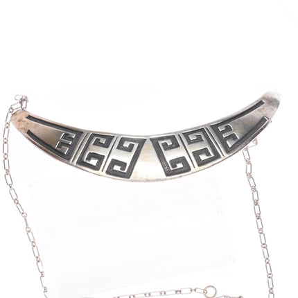 20" Vintage Navajo Overlay bar necklace sterling silver geometric