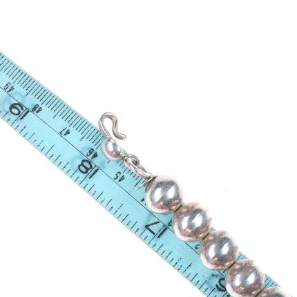 18.25" Arnold Maloney Navajo pearls beaded sterling silver necklace