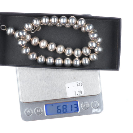 18.25" Arnold Maloney Navajo pearls beaded sterling silver necklace