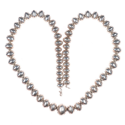 28" Heavy stamped Navajo pearls sterling silver beaded necklace high quality