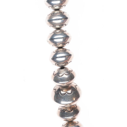 28" Heavy stamped Navajo pearls sterling silver beaded necklace high quality