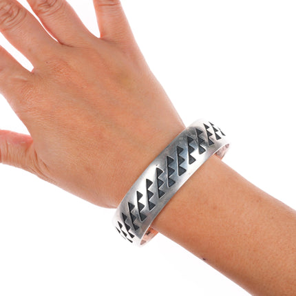 7.75" Anderson Koinva Hopi Overlay Trickling Water cuff bracelet sterling silver