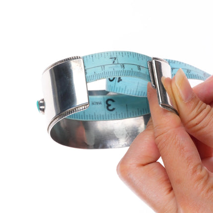 7.6" Big Vintage Navajo Overlay bear paw sterling silver turquoise cuff bracelet