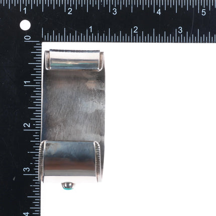 7.6" Big Vintage Navajo Overlay bear paw sterling silver turquoise cuff bracelet