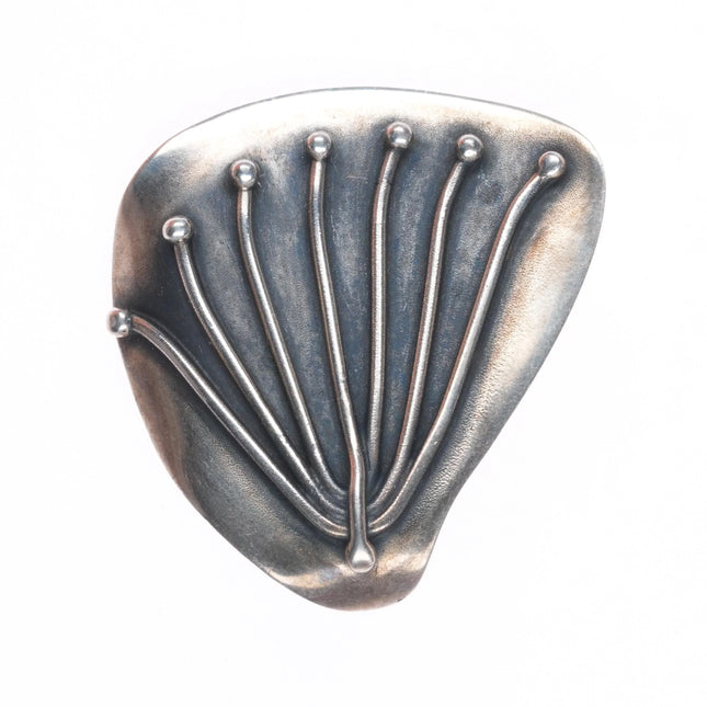 Vintage H. Fred Skaggs southwestern modernist sterling silver clip-on earrings