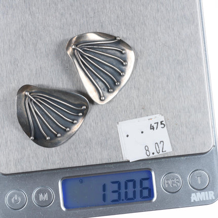 Vintage H. Fred Skaggs southwestern modernist sterling silver clip-on earrings