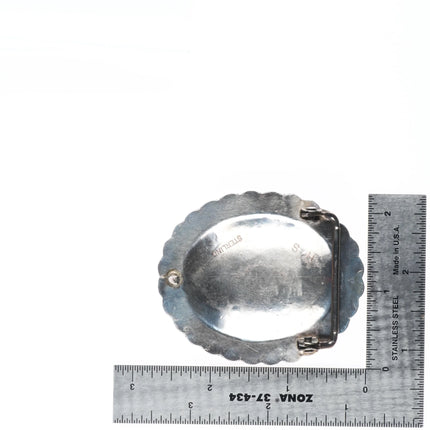 Herman Smith Navajo Heavily stamped sterling silver vintage belt buckle