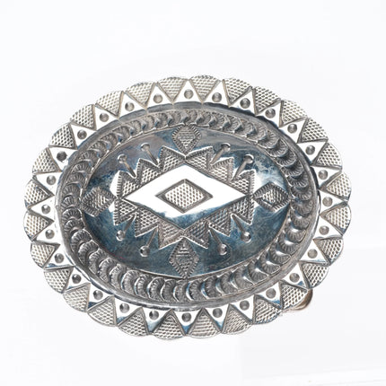Herman Smith Navajo Heavily stamped sterling silver vintage belt buckle