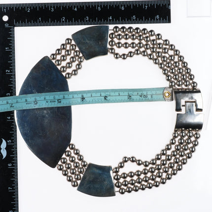 Oversized Retro Patricia Von Muslin sterling silver modernist bib necklace