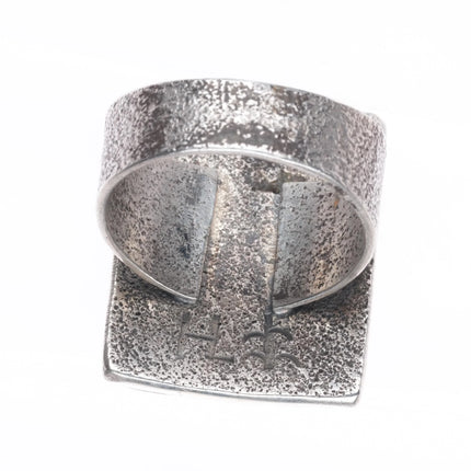 sz12.75 Large Tufa Cast Harold Lovato - Kewa turquoise/Variscite/coral ring