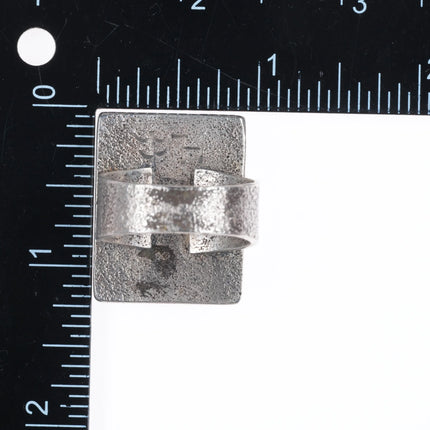 sz12.75 Large Tufa Cast Harold Lovato - Kewa turquoise/Variscite/coral ring