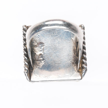 sz7 Vintage Navajo sterling silver rope edge ring with turquoise size 7