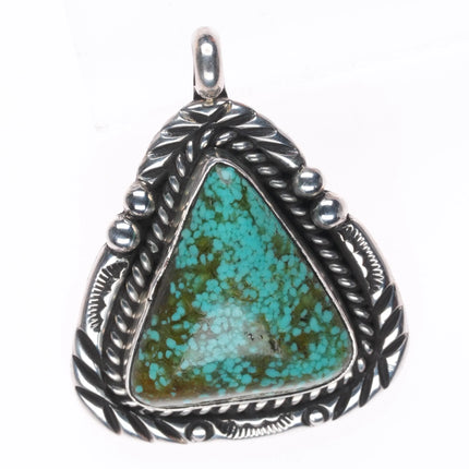 Vintage CH Navajo sterling silver Ceremonial Kingman waterweb turquoise pendant