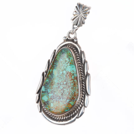 big Vintage Navajo sterling silver Ceremonial Kingman waterweb turquoise pendant