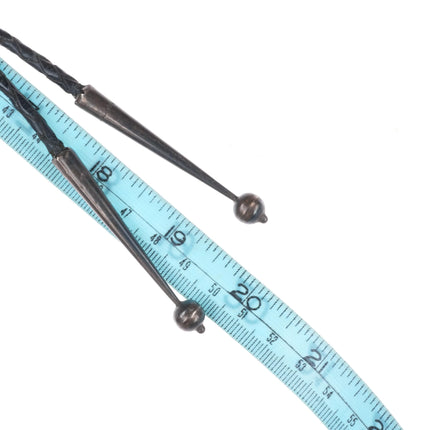 c1970 M Fowler Navajo sterling silver turquoise nugget cluster bolo tie