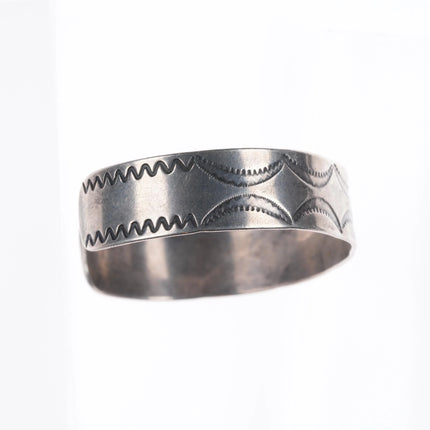 6.6" Vintage Navajo hand stamped cuff bracelet sterling silver