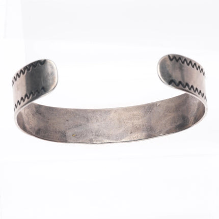 6.6" Vintage Navajo hand stamped cuff bracelet sterling silver