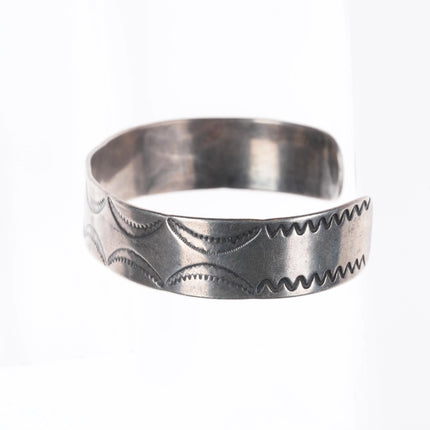6.6" Vintage Navajo hand stamped cuff bracelet sterling silver