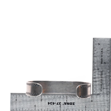 6.6" Vintage Navajo hand stamped cuff bracelet sterling silver