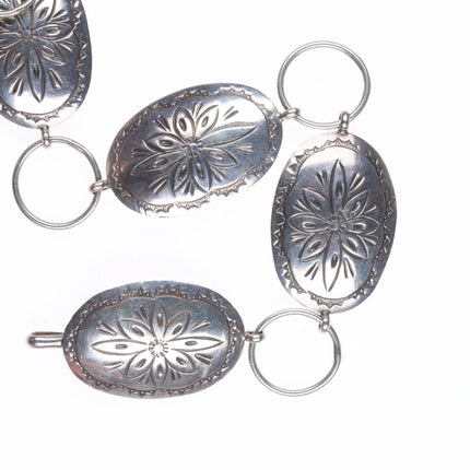 33" Vintage Navajo sterling silver link concho belt/hatband hand stamped