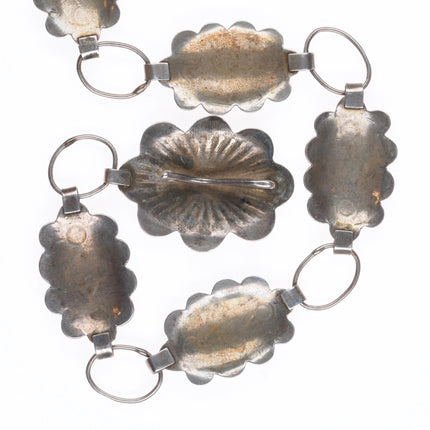 30.5" Vintage Navajo sterling silver link concho belt/hatband hand stamped