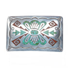 1970's Navajo Vintage Sterling silver chip inlay belt buckle turquoise
