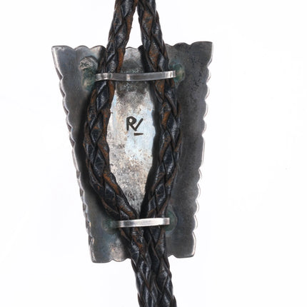 c1950's Roy Vandever Navajo sterling silver, turquoise, coral bolo tie