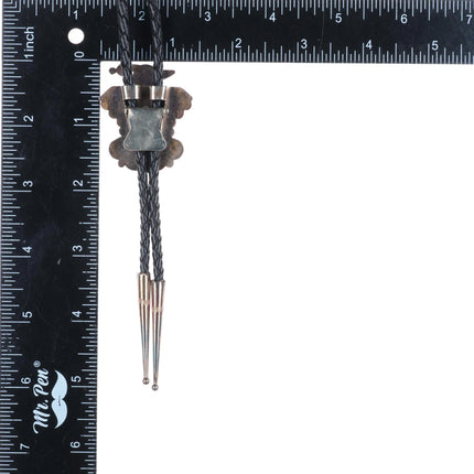 Vintage F.K. Zuni sterling silver channel inlay stone/shell thunderbird bolo tie