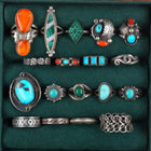 sz5-sz9 Vintage lot 18 Navajo/Zuni/Southwestern sterling silver turquoise rings