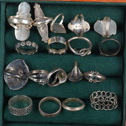 sz5-sz9 Vintage lot 18 Navajo/Zuni/Southwestern sterling silver turquoise rings