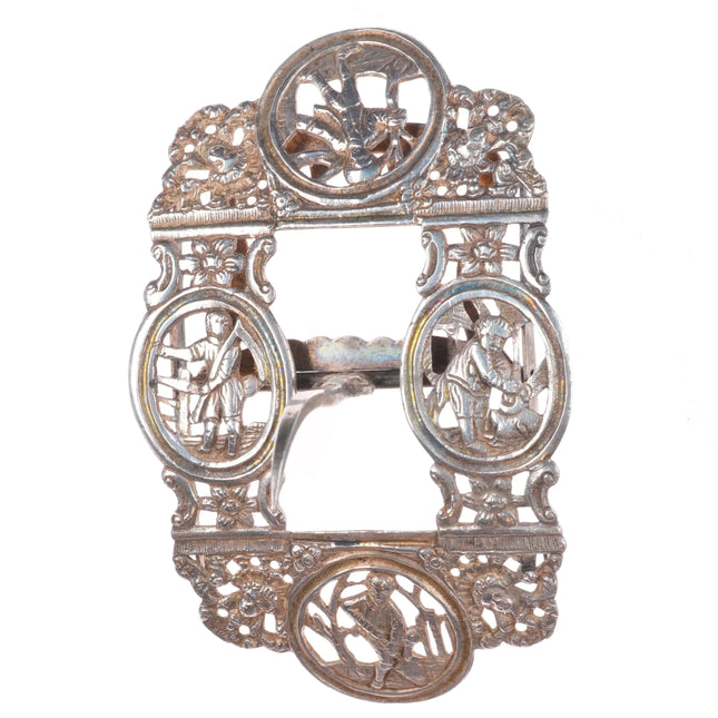 Antique Sterling silver openwork belt buckle Victorian