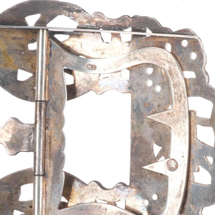 Antique Sterling silver openwork belt buckle Victorian