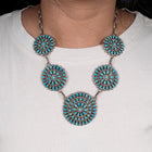 Vintage Judy Wallace Zuni turquoise cluster petit point necklace sterling silver