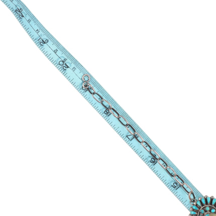 Vintage Judy Wallace Zuni turquoise cluster petit point necklace sterling silver