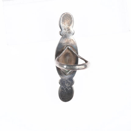 sz7.5 Long vintage Navajo sterling silver ring w/nice turquoise