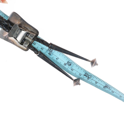 c1970 Vintage Leander Nezzie Navajo sterling silver turquoise shadowbox bolo tie