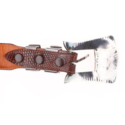 1" James Reid 14k gold/Sterling silver southwestern ranger belt buckle set 38"