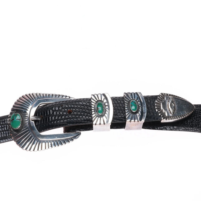1" James Reid Turquoise Sterling silver southwestern ranger belt buckle set 40"