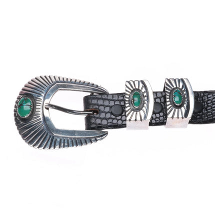 1" James Reid Turquoise Sterling silver southwestern ranger belt buckle set 40"