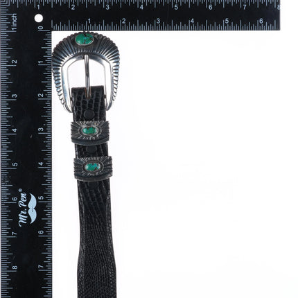 1" James Reid Turquoise Sterling silver southwestern ranger belt buckle set 40"