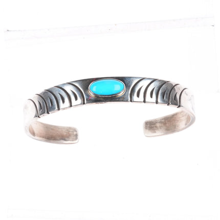 6.5" Steve Yellowhorse Navajo sterling silver Sl Beauty turquoise cuff bracelet